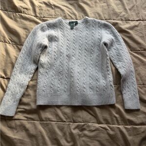Cozy Cable Knit Sweater - Light Gray